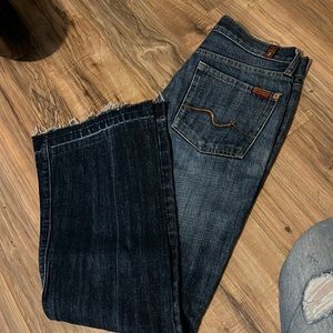 7 for all mankind medium wash raw hem flare jeans 28/6